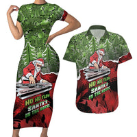 Hip Hop Christmas Couples Matching Short Sleeve Bodycon Dress and Hawaiian Shirt DJ Santa Ho Ho Flow - Wonder Print Shop
