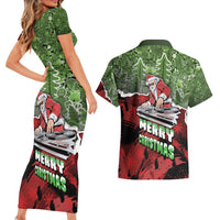 Hip Hop Christmas Couples Matching Short Sleeve Bodycon Dress and Hawaiian Shirt DJ Santa Ho Ho Flow - Wonder Print Shop