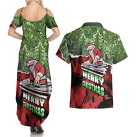 Hip Hop Christmas Couples Matching Summer Maxi Dress and Hawaiian Shirt DJ Santa Ho Ho Flow - Wonder Print Shop