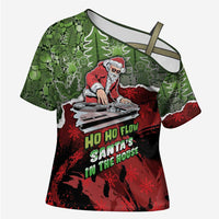 Hip Hop Christmas Cross Shoulder Shirt DJ Santa Ho Ho Flow - Wonder Print Shop