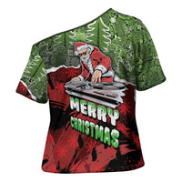 Hip Hop Christmas Cross Shoulder Shirt DJ Santa Ho Ho Flow - Wonder Print Shop