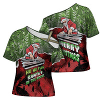Hip Hop Christmas Cross Shoulder Shirt DJ Santa Ho Ho Flow - Wonder Print Shop