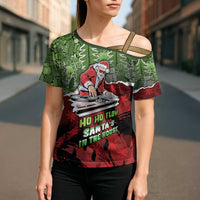 Hip Hop Christmas Cross Shoulder Shirt DJ Santa Ho Ho Flow - Wonder Print Shop
