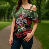 Hip Hop Christmas Cross Shoulder Shirt DJ Santa Ho Ho Flow - Wonder Print Shop