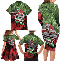 Hip Hop Christmas Family Matching Long Sleeve Bodycon Dress and Hawaiian Shirt DJ Santa Ho Ho Flow - Wonder Print Shop