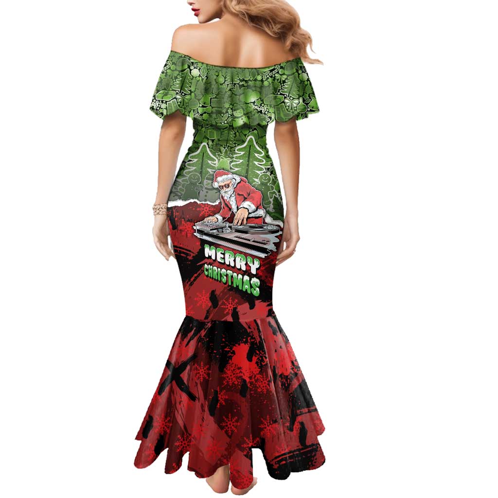 Hip Hop Christmas Family Matching Mermaid Dress and Hawaiian Shirt DJ Santa Ho Ho Flow - Wonder Print Shop