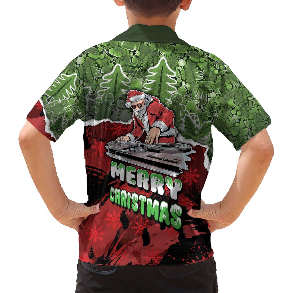 Hip Hop Christmas Family Matching Off Shoulder Maxi Dress and Hawaiian Shirt DJ Santa Ho Ho Flow - Wonder Print Shop