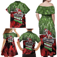 Hip Hop Christmas Family Matching Off Shoulder Maxi Dress and Hawaiian Shirt DJ Santa Ho Ho Flow - Wonder Print Shop