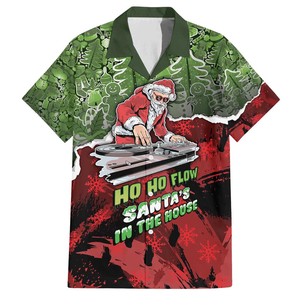 Hip Hop Christmas Family Matching Off Shoulder Maxi Dress and Hawaiian Shirt DJ Santa Ho Ho Flow - Wonder Print Shop