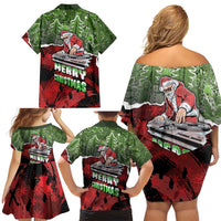 Hip Hop Christmas Family Matching Off Shoulder Short Dress and Hawaiian Shirt DJ Santa Ho Ho Flow - Wonder Print Shop
