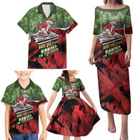 Hip Hop Christmas Family Matching Puletasi and Hawaiian Shirt DJ Santa Ho Ho Flow - Wonder Print Shop