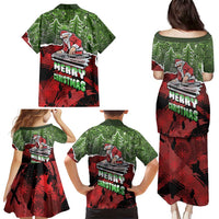 Hip Hop Christmas Family Matching Puletasi and Hawaiian Shirt DJ Santa Ho Ho Flow - Wonder Print Shop