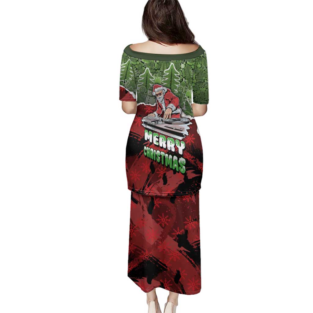 Hip Hop Christmas Family Matching Puletasi and Hawaiian Shirt DJ Santa Ho Ho Flow - Wonder Print Shop