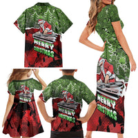Hip Hop Christmas Family Matching Short Sleeve Bodycon Dress and Hawaiian Shirt DJ Santa Ho Ho Flow - Wonder Print Shop