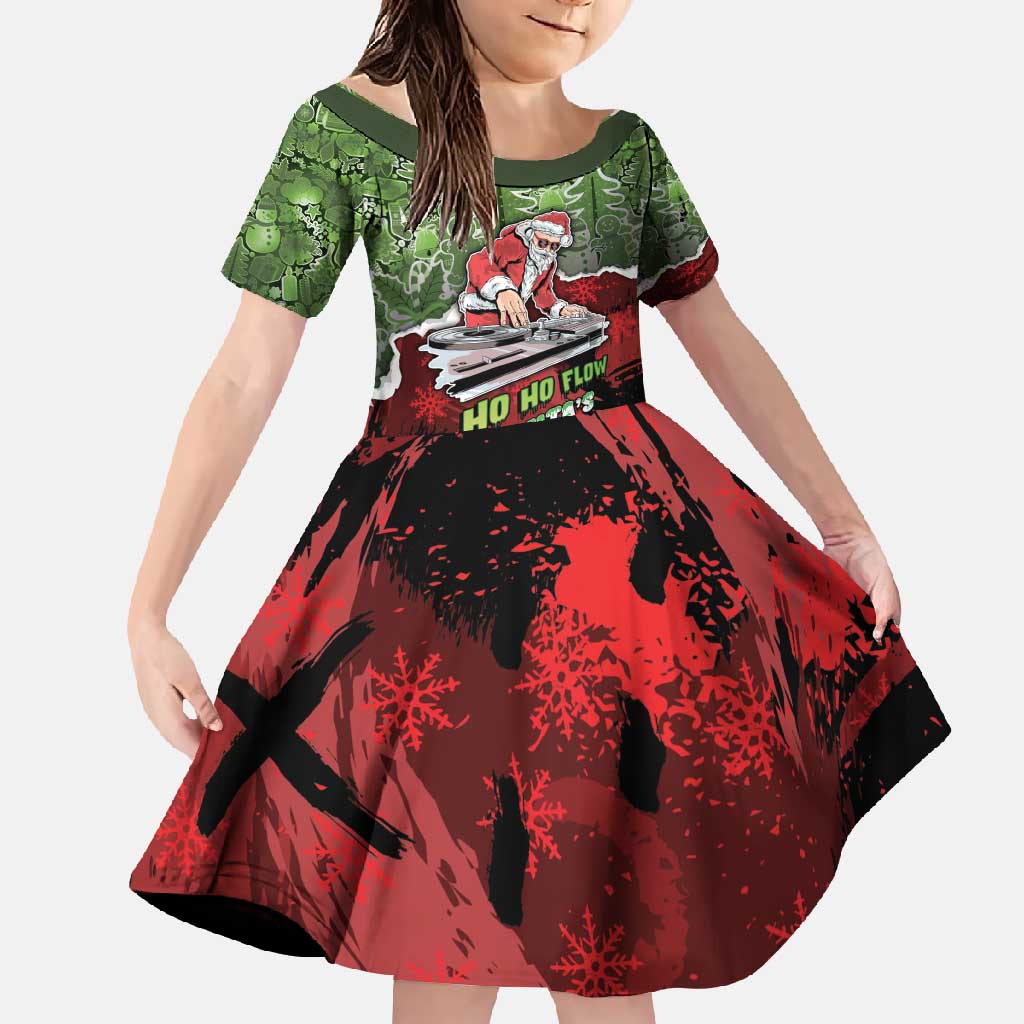 Hip Hop Christmas Family Matching Summer Maxi Dress and Hawaiian Shirt DJ Santa Ho Ho Flow - Wonder Print Shop