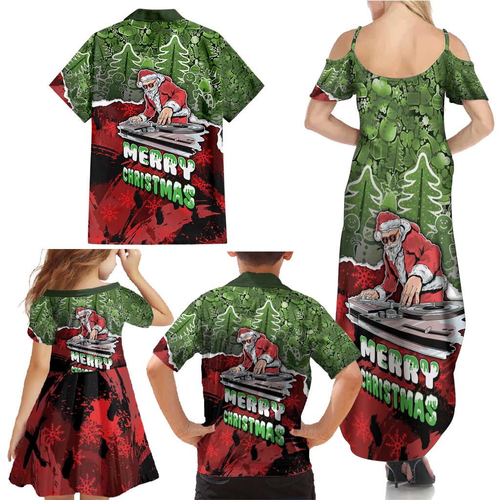 Hip Hop Christmas Family Matching Summer Maxi Dress and Hawaiian Shirt DJ Santa Ho Ho Flow - Wonder Print Shop