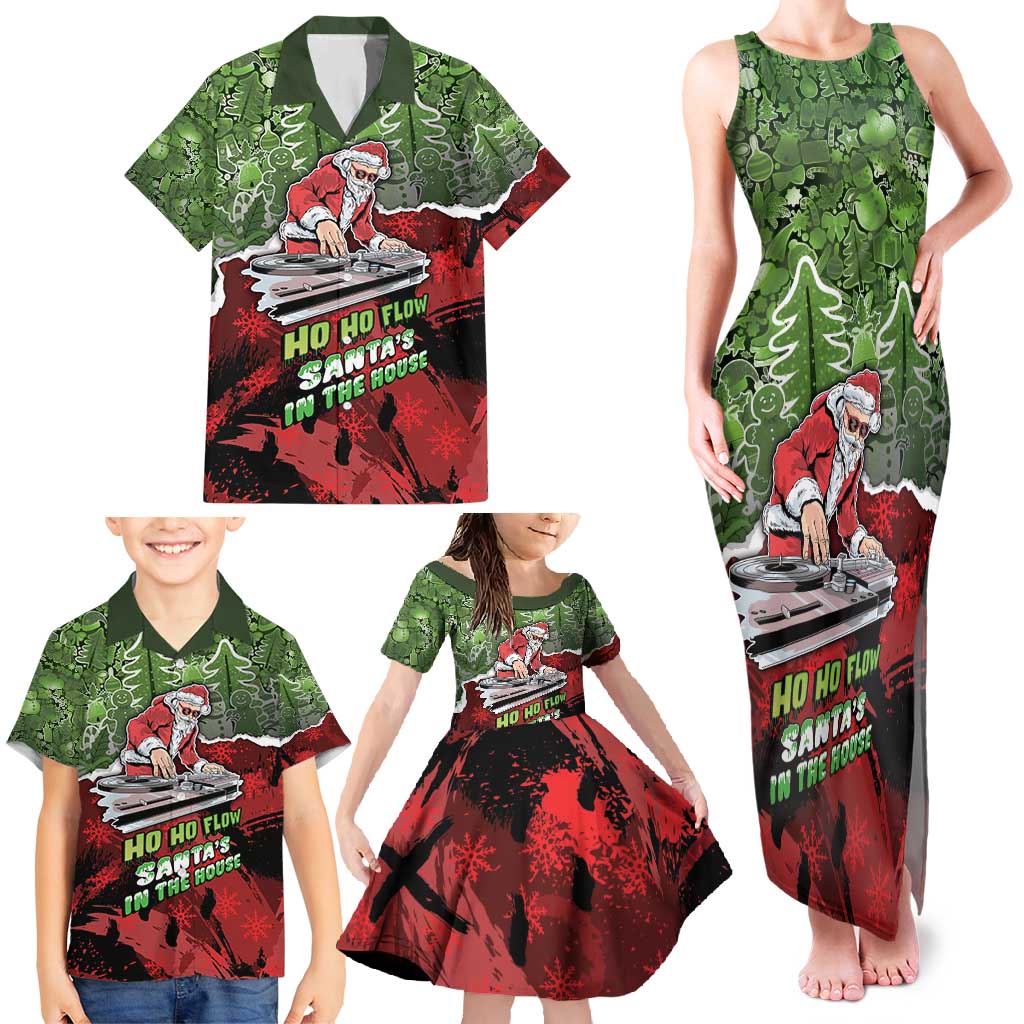 Hip Hop Christmas Family Matching Tank Maxi Dress and Hawaiian Shirt DJ Santa Ho Ho Flow - Wonder Print Shop