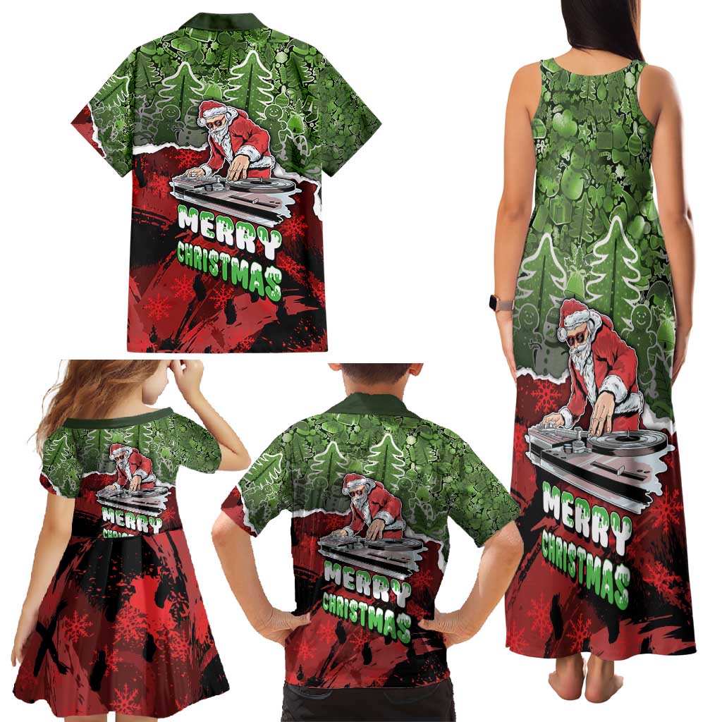Hip Hop Christmas Family Matching Tank Maxi Dress and Hawaiian Shirt DJ Santa Ho Ho Flow - Wonder Print Shop