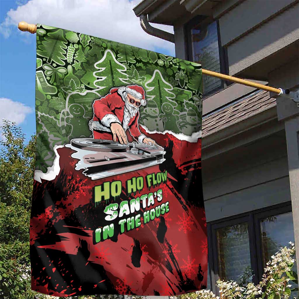 Hip Hop Christmas Garden Flag DJ Santa Ho Ho Flow - Wonder Print Shop