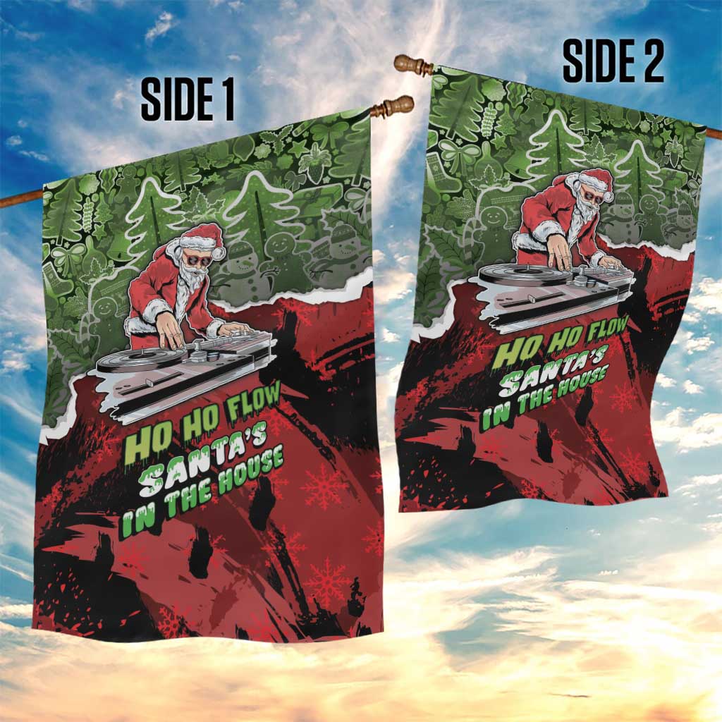 Hip Hop Christmas Garden Flag DJ Santa Ho Ho Flow - Wonder Print Shop
