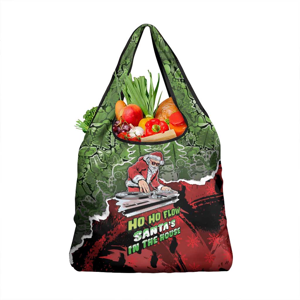 Hip Hop Christmas Grocery Bag DJ Santa Ho Ho Flow - Wonder Print Shop