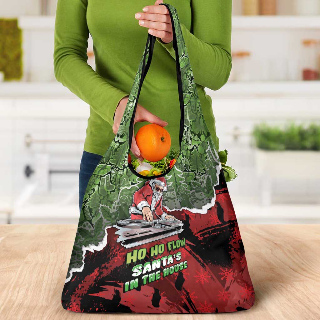 Hip Hop Christmas Grocery Bag DJ Santa Ho Ho Flow - Wonder Print Shop