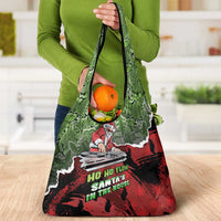 Hip Hop Christmas Grocery Bag DJ Santa Ho Ho Flow - Wonder Print Shop