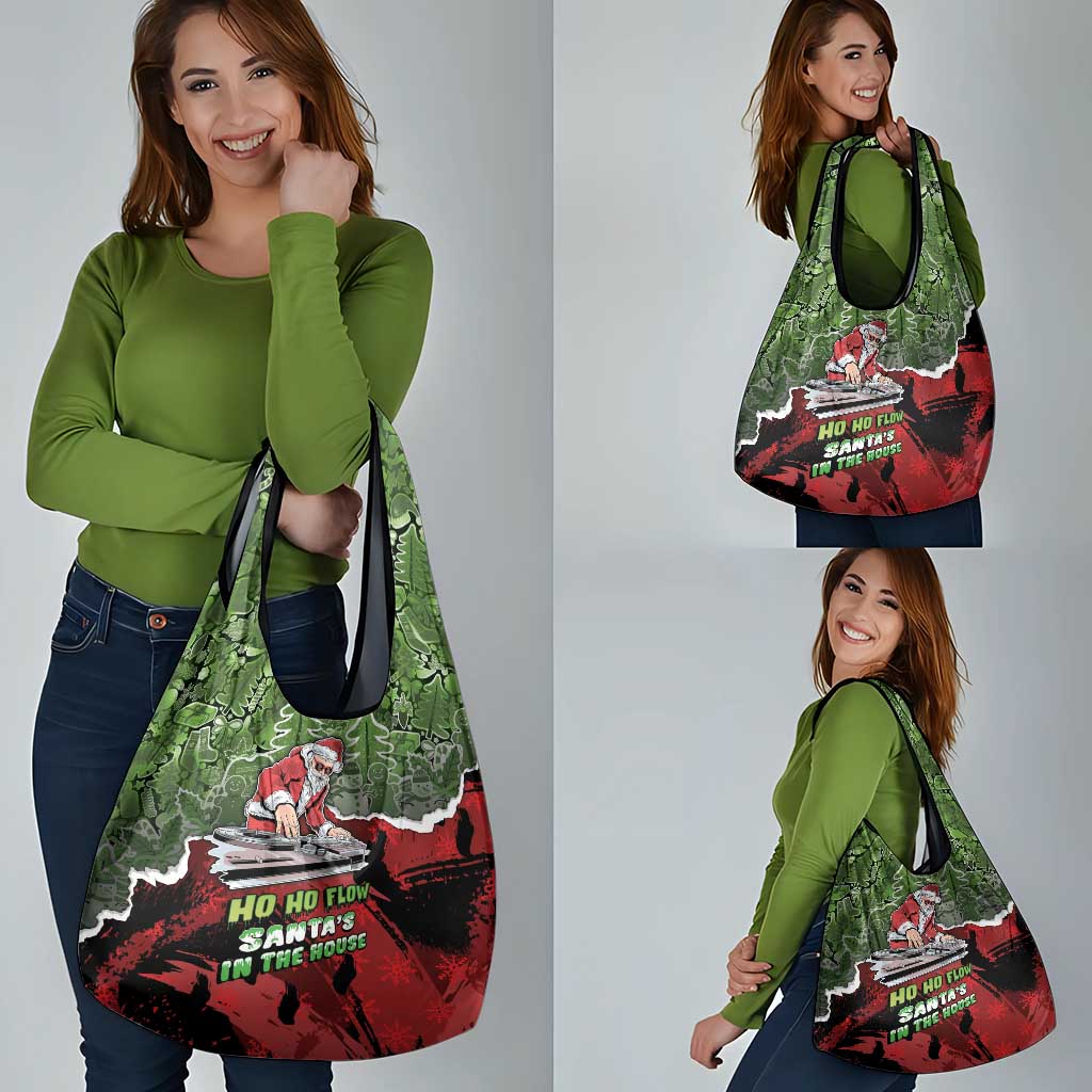 Hip Hop Christmas Grocery Bag DJ Santa Ho Ho Flow - Wonder Print Shop