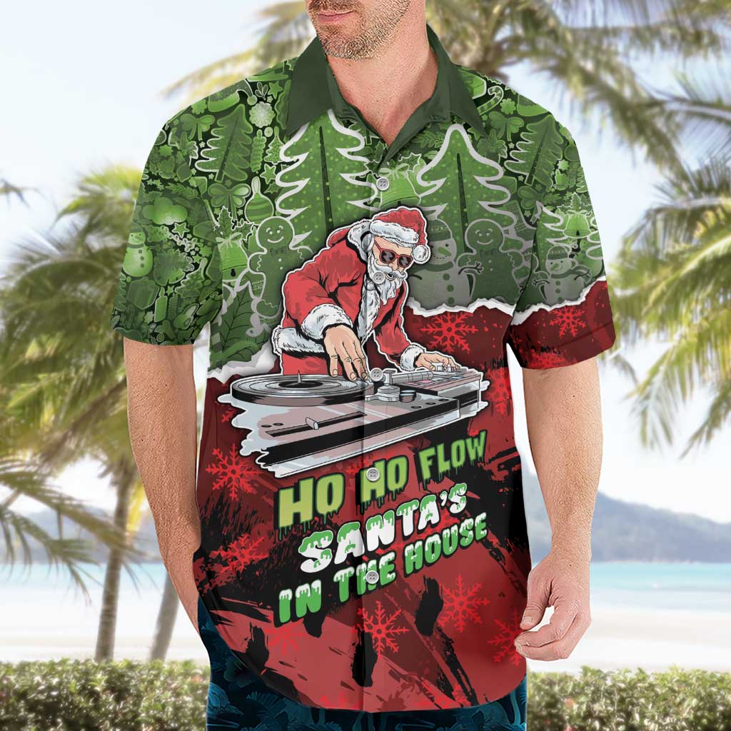 Hip Hop Christmas Hawaiian Shirt DJ Santa Ho Ho Flow - Wonder Print Shop