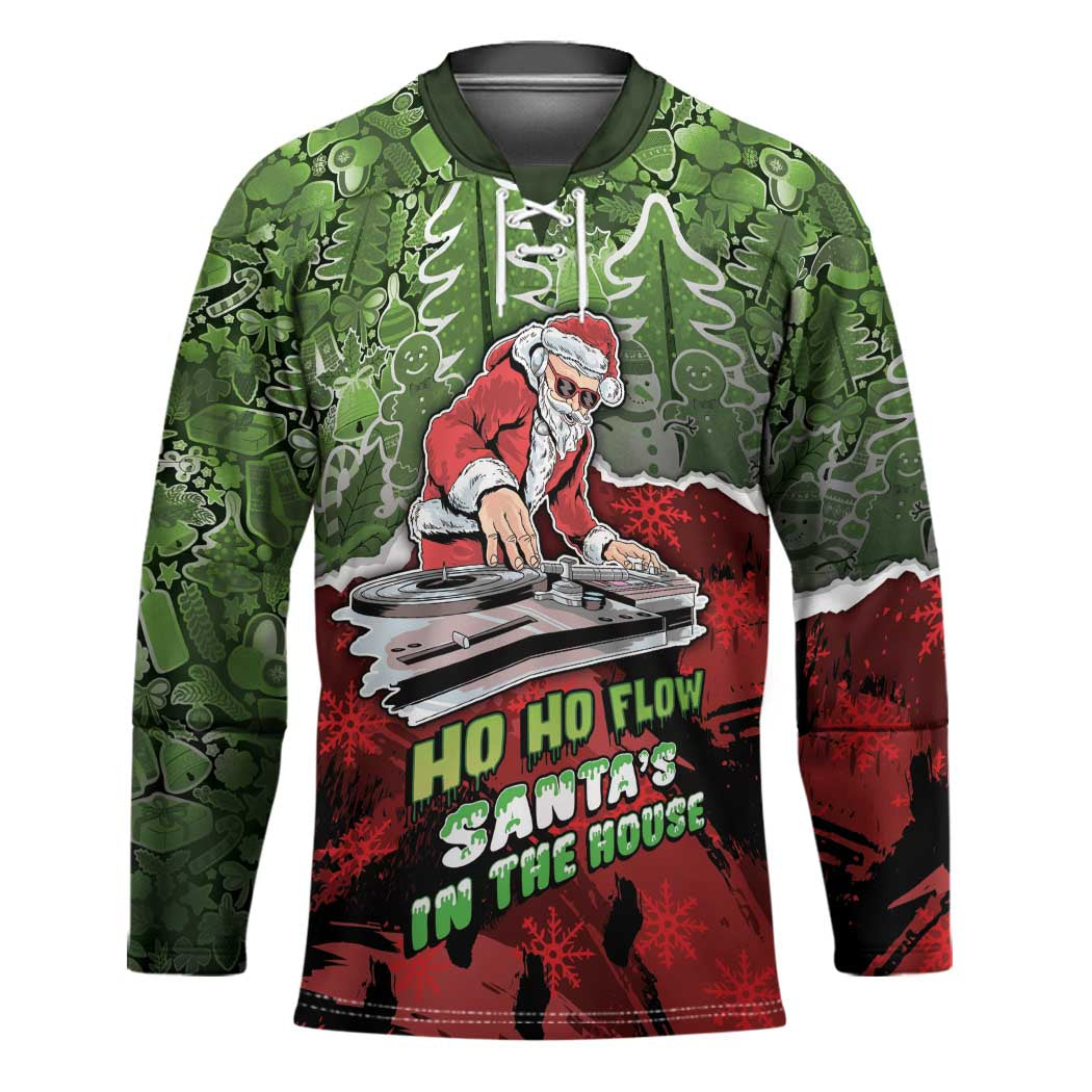Hip Hop Christmas Hockey Jersey DJ Santa Ho Ho Flow - Wonder Print Shop
