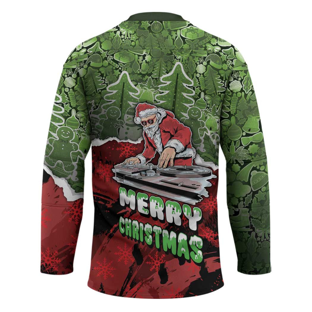 Hip Hop Christmas Hockey Jersey DJ Santa Ho Ho Flow - Wonder Print Shop
