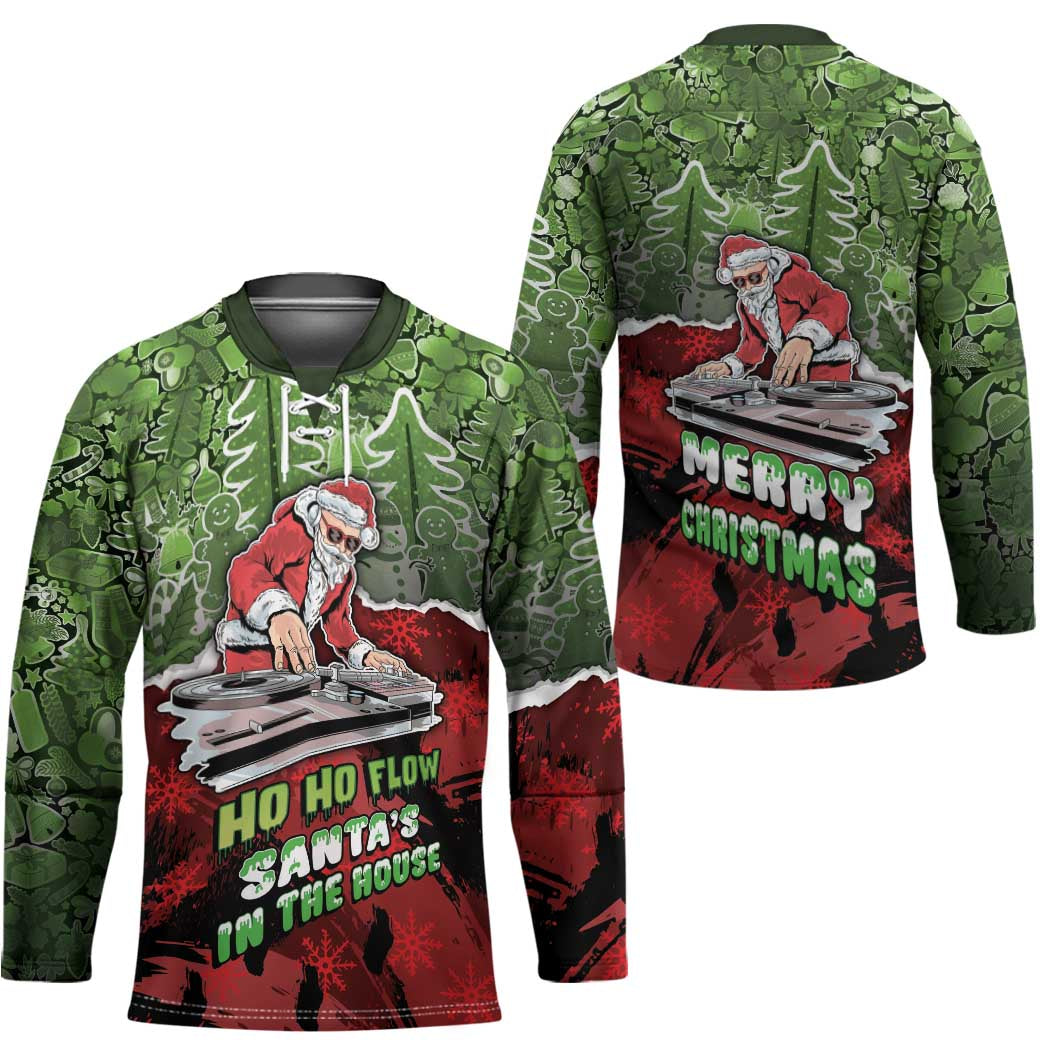 Hip Hop Christmas Hockey Jersey DJ Santa Ho Ho Flow - Wonder Print Shop