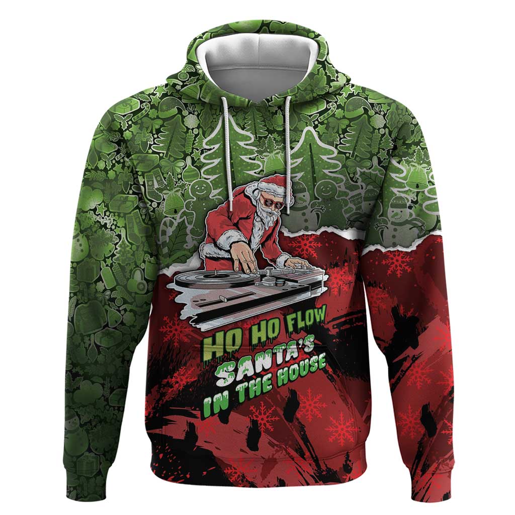 Hip Hop Christmas Hoodie DJ Santa Ho Ho Flow - Wonder Print Shop
