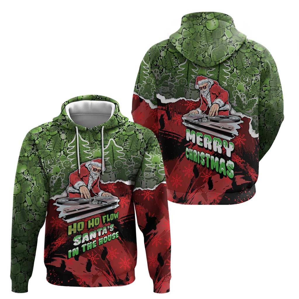 Hip Hop Christmas Hoodie DJ Santa Ho Ho Flow - Wonder Print Shop