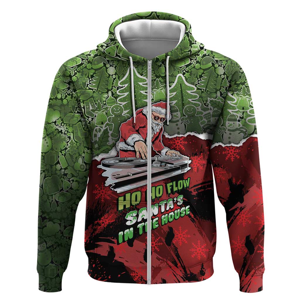 Hip Hop Christmas Hoodie DJ Santa Ho Ho Flow - Wonder Print Shop
