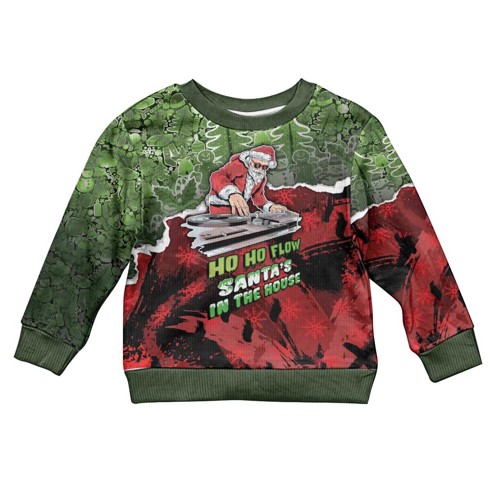 Hip Hop Christmas Kid Ugly Christmas Sweater DJ Santa Ho Ho Flow - Wonder Print Shop