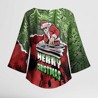 Hip Hop Christmas Kimono Sleeve Blouse DJ Santa Ho Ho Flow - Wonder Print Shop
