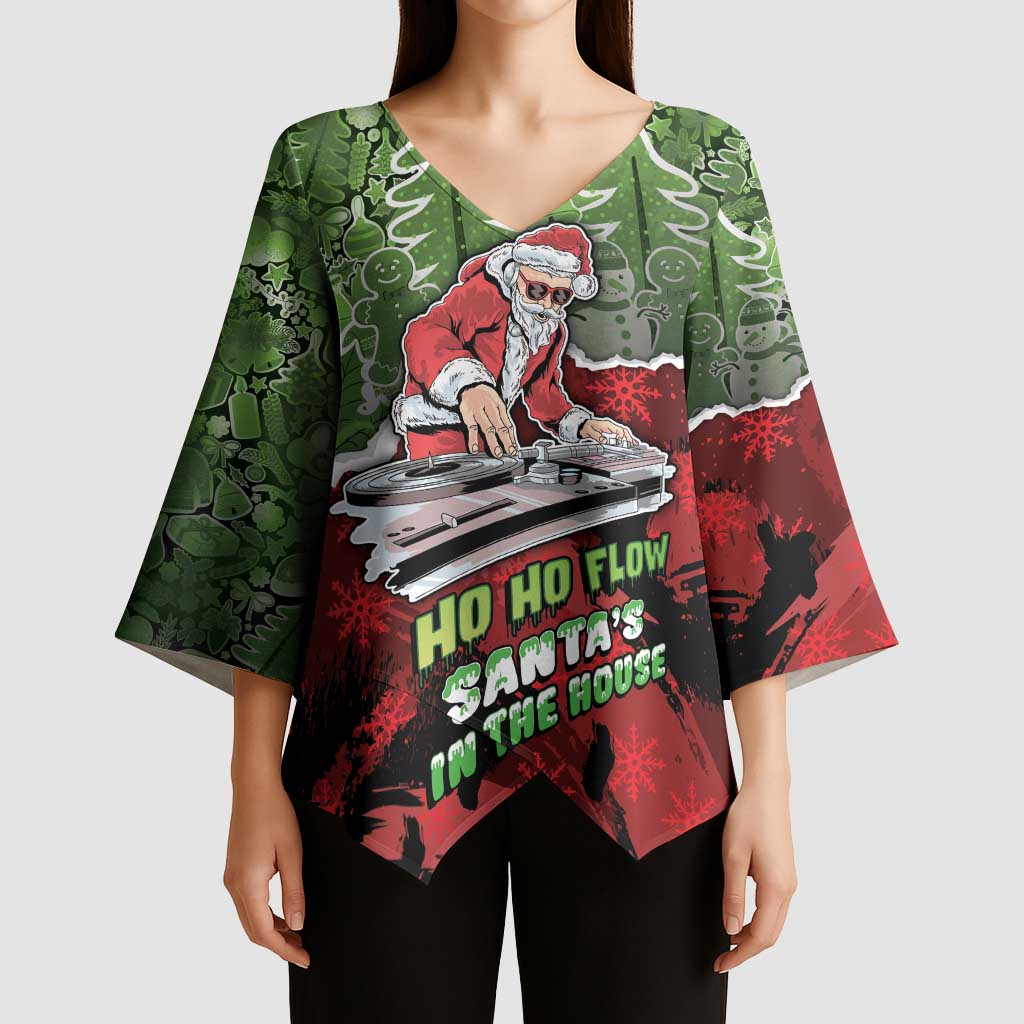 Hip Hop Christmas Kimono Sleeve Blouse DJ Santa Ho Ho Flow - Wonder Print Shop