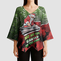 Hip Hop Christmas Kimono Sleeve Blouse DJ Santa Ho Ho Flow - Wonder Print Shop