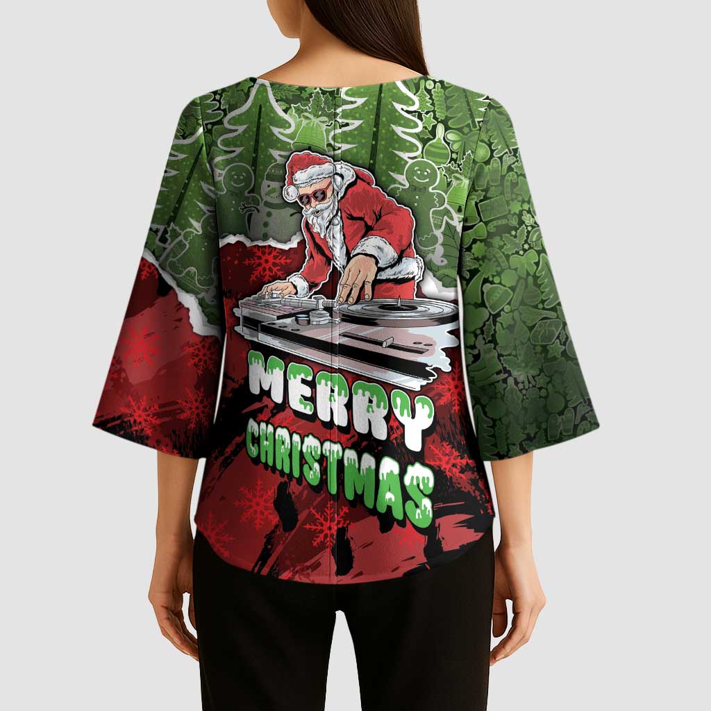 Hip Hop Christmas Kimono Sleeve Blouse DJ Santa Ho Ho Flow - Wonder Print Shop