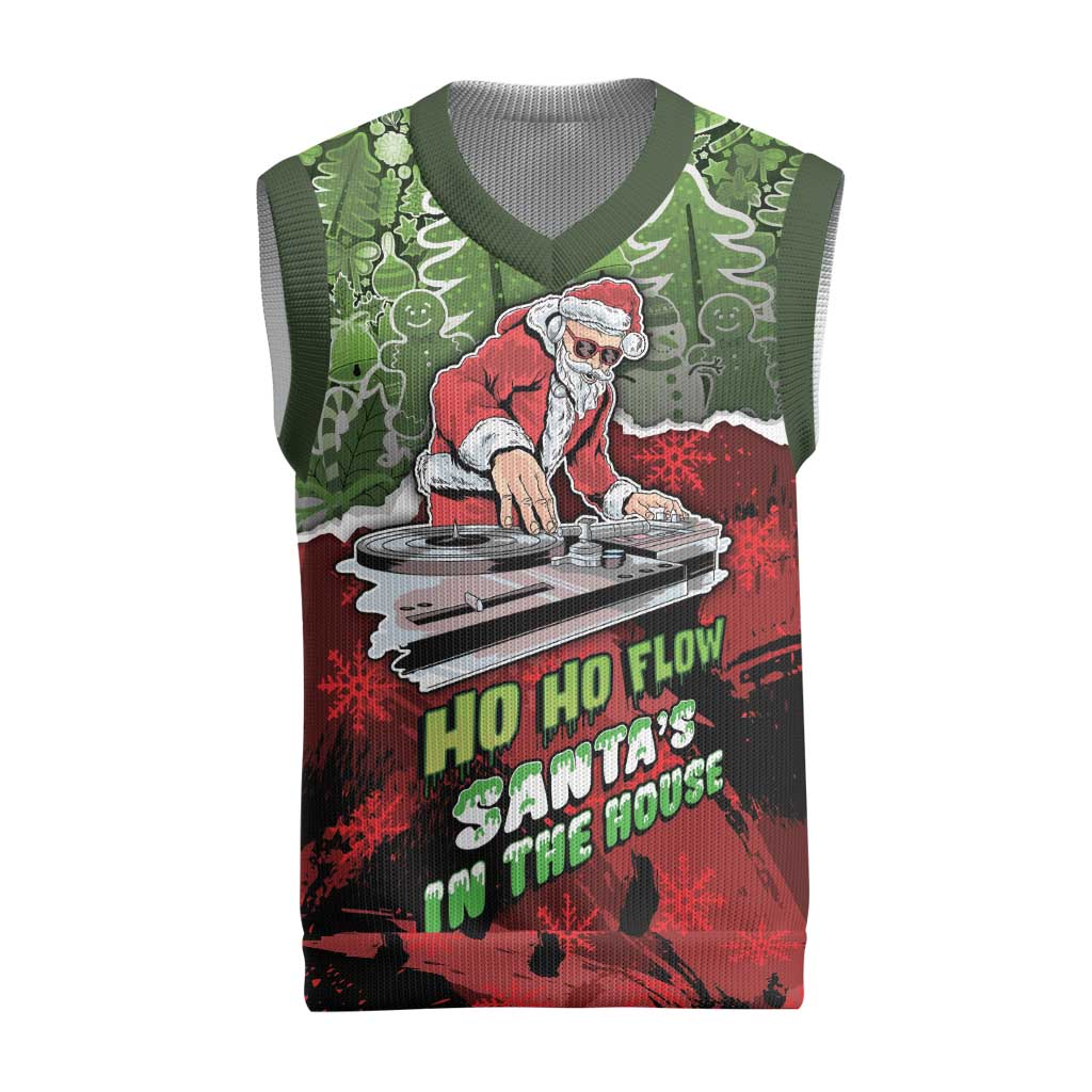 Hip Hop Christmas Knitted V-Neck Vest DJ Santa Ho Ho Flow - Wonder Print Shop