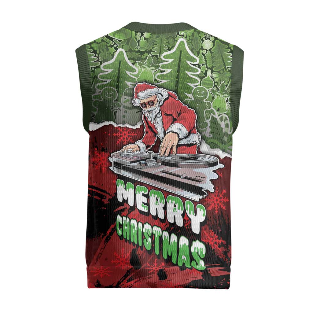Hip Hop Christmas Knitted V-Neck Vest DJ Santa Ho Ho Flow - Wonder Print Shop