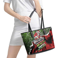 Hip Hop Christmas Leather Tote Bag DJ Santa Ho Ho Flow - Wonder Print Shop