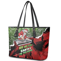 Hip Hop Christmas Leather Tote Bag DJ Santa Ho Ho Flow - Wonder Print Shop