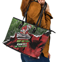 Hip Hop Christmas Leather Tote Bag DJ Santa Ho Ho Flow - Wonder Print Shop