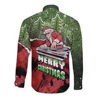 Hip Hop Christmas Long Sleeve Button Shirt DJ Santa Ho Ho Flow - Wonder Print Shop