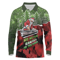 Hip Hop Christmas Long Sleeve Polo Shirt DJ Santa Ho Ho Flow - Wonder Print Shop