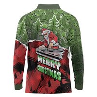Hip Hop Christmas Long Sleeve Polo Shirt DJ Santa Ho Ho Flow - Wonder Print Shop