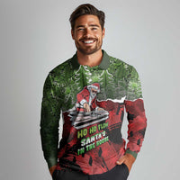 Hip Hop Christmas Long Sleeve Polo Shirt DJ Santa Ho Ho Flow - Wonder Print Shop