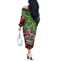Hip Hop Christmas Off The Shoulder Long Sleeve Dress DJ Santa Ho Ho Flow - Wonder Print Shop